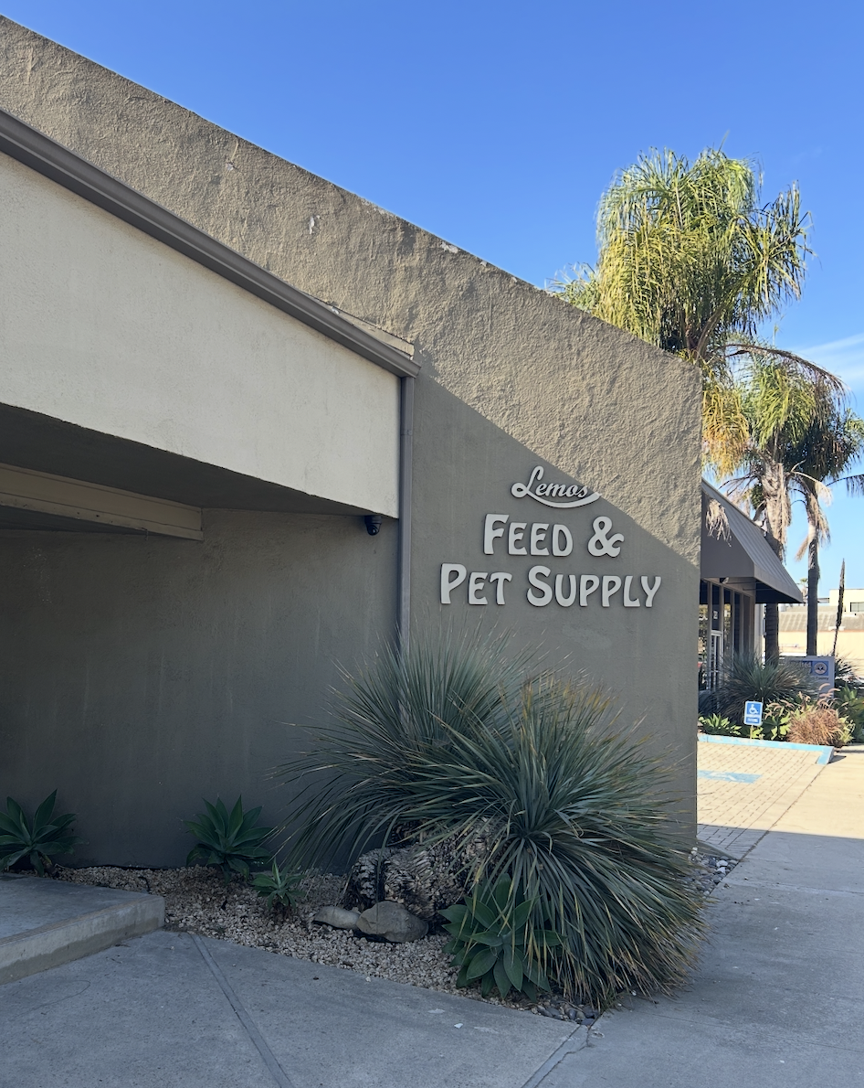 Before — commercial storefront repaint of Lemos Feed & Pet Supply in Santa Barbara by Mission Creek Painting